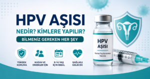 HPV aşısı ve koruyucu sağlık önlemlerini açıklayan medikal infografik.